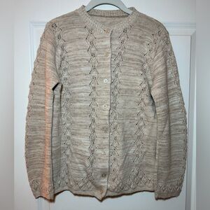 Elegant Beige Women's Cardigan Size L